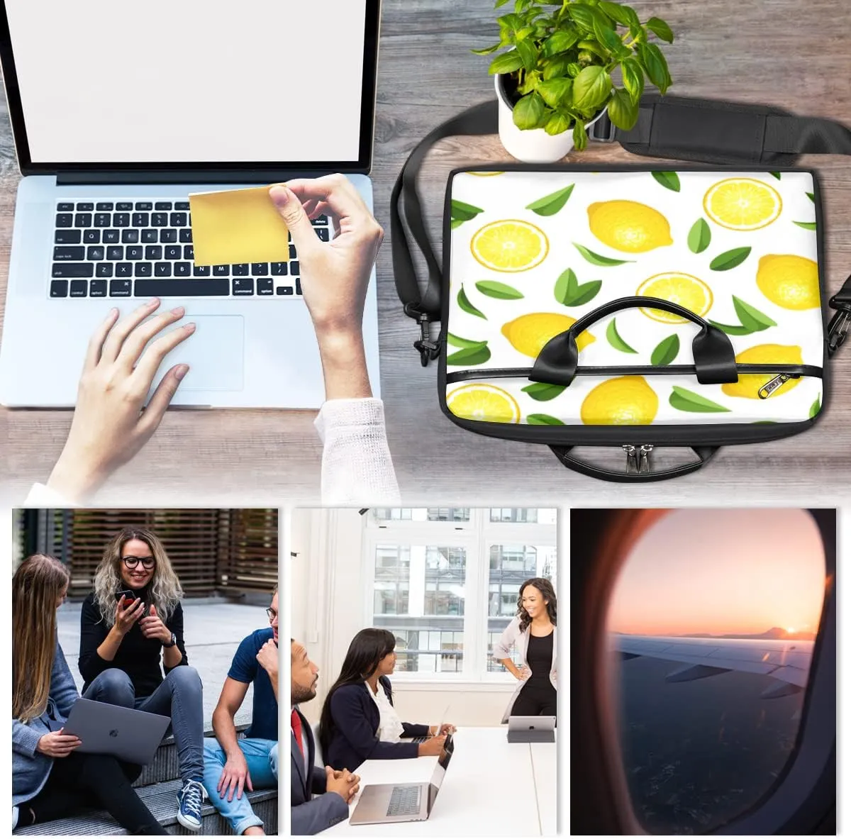 Spring Flowers Laptop Shoulder Messenger Bag Waterproof Laptop Briefcase with Handle and Padded Strap Case Sleeve