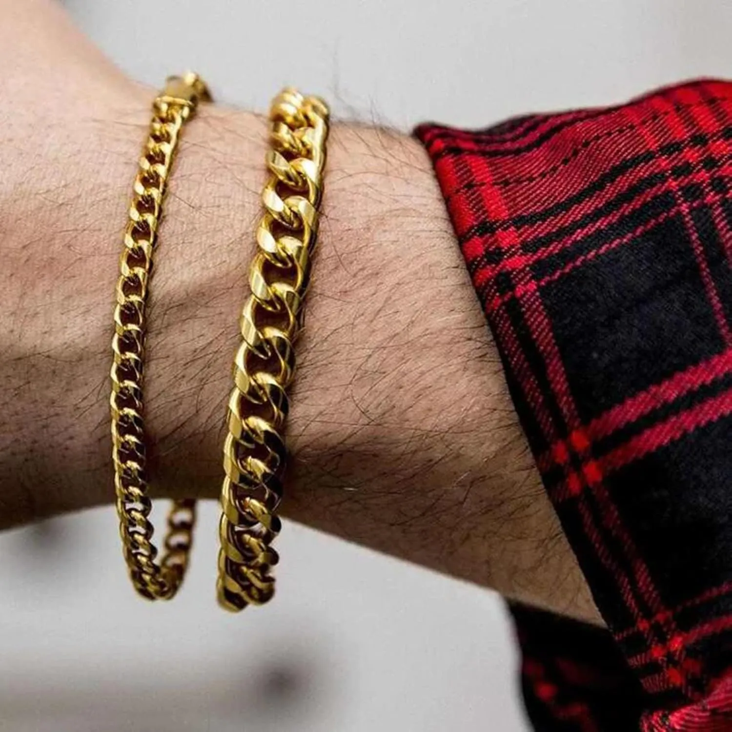 Stainless Steel Cuban Chain Bracelets for Men & Women - 6.5/7/7.5/8/9 Inch Gold Plated & Silver Stainless Steel Fashion Jewelry Bracelet