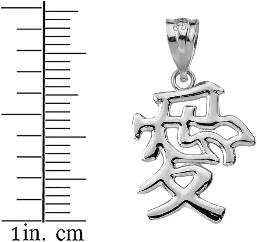 Sterling Silver Japanese Kanji Charm Love Symbol Pendant Necklace