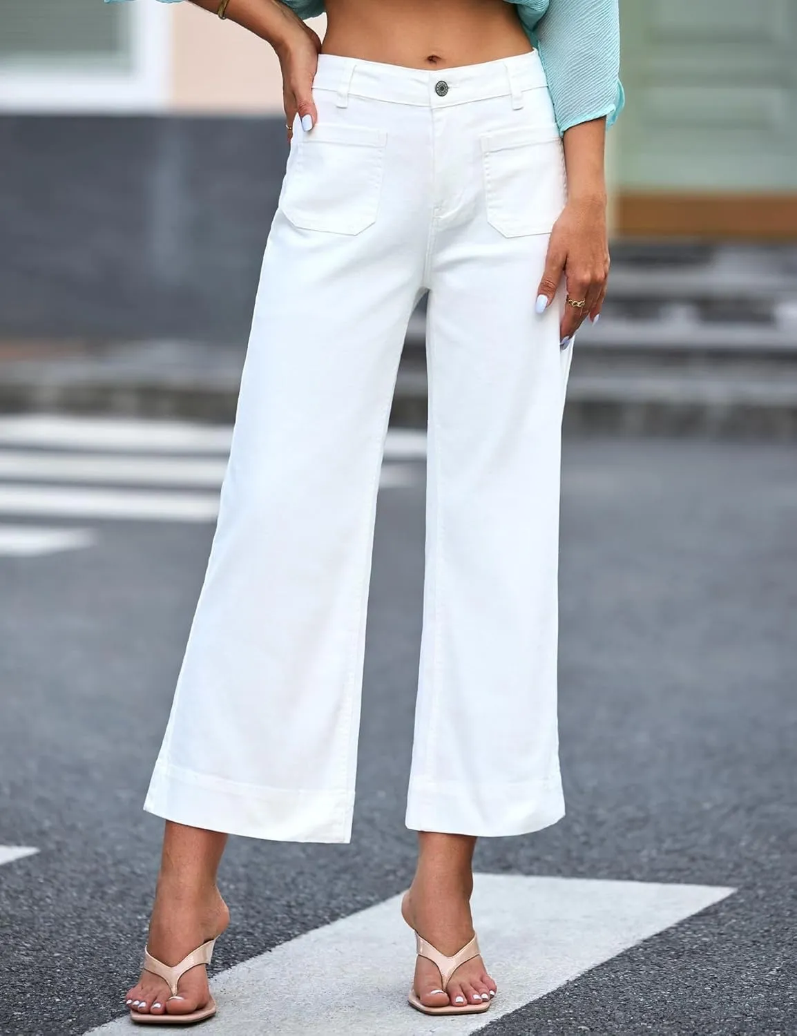 Straight Leg Jeans for Women Fashion High Waisted Stretchy Loose Cropped Denim Pants Casual Baggy Jean Trousers