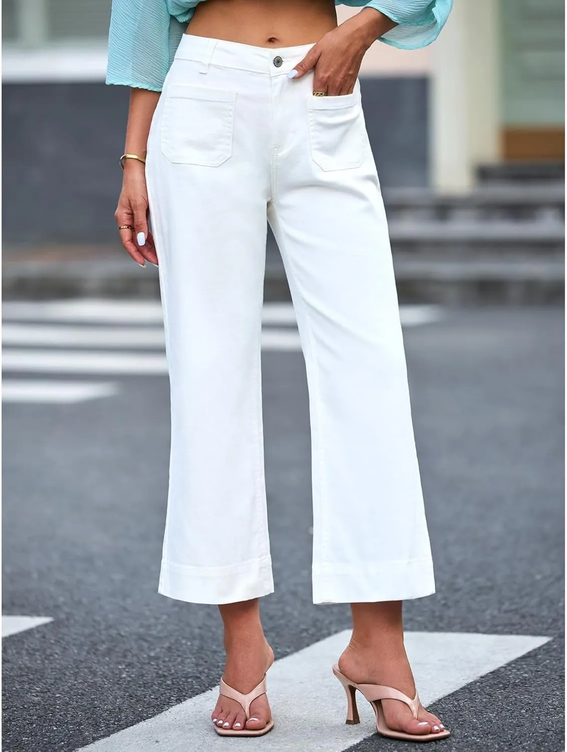 Straight Leg Jeans for Women Fashion High Waisted Stretchy Loose Cropped Denim Pants Casual Baggy Jean Trousers