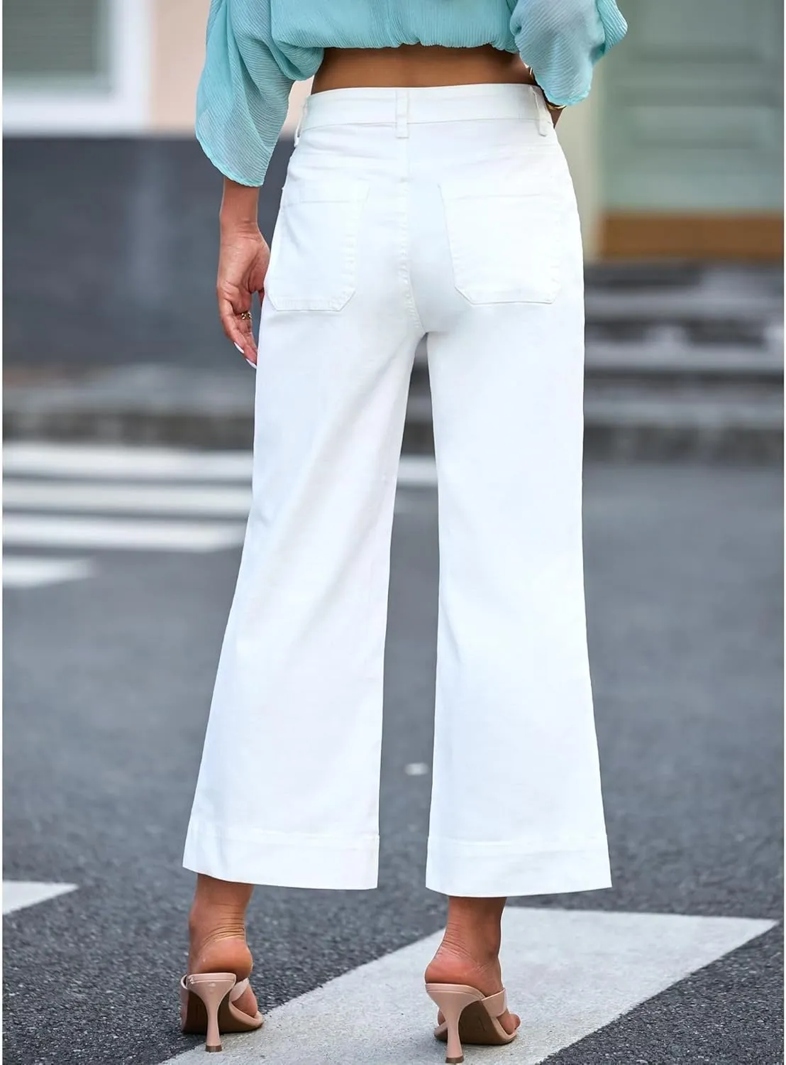 Straight Leg Jeans for Women Fashion High Waisted Stretchy Loose Cropped Denim Pants Casual Baggy Jean Trousers