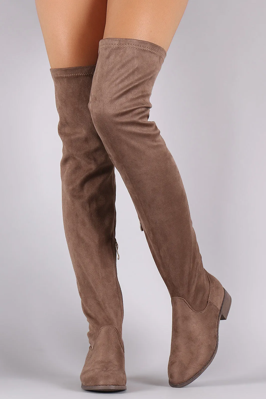 Suede Over the Knee Fitted Boots