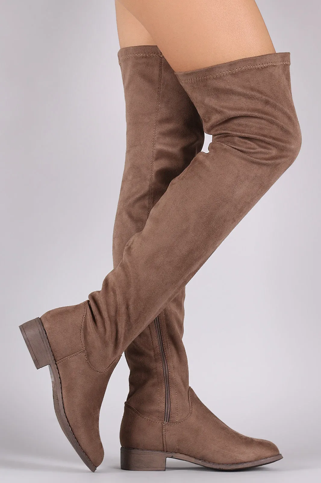 Suede Over the Knee Fitted Boots