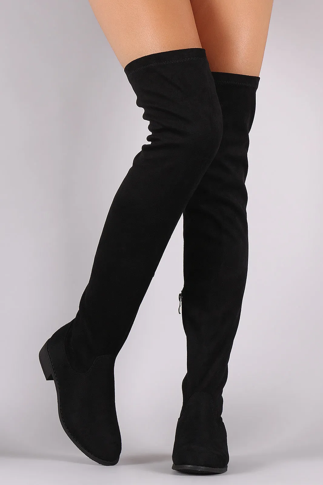 Suede Over the Knee Fitted Boots