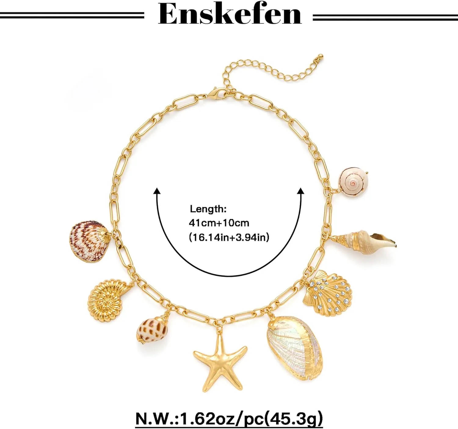 Summer Charms Necklace for Women Conch Seashell Starfish Pendant Choker Necklace Fashion Boho Beach Ocean Jewelry