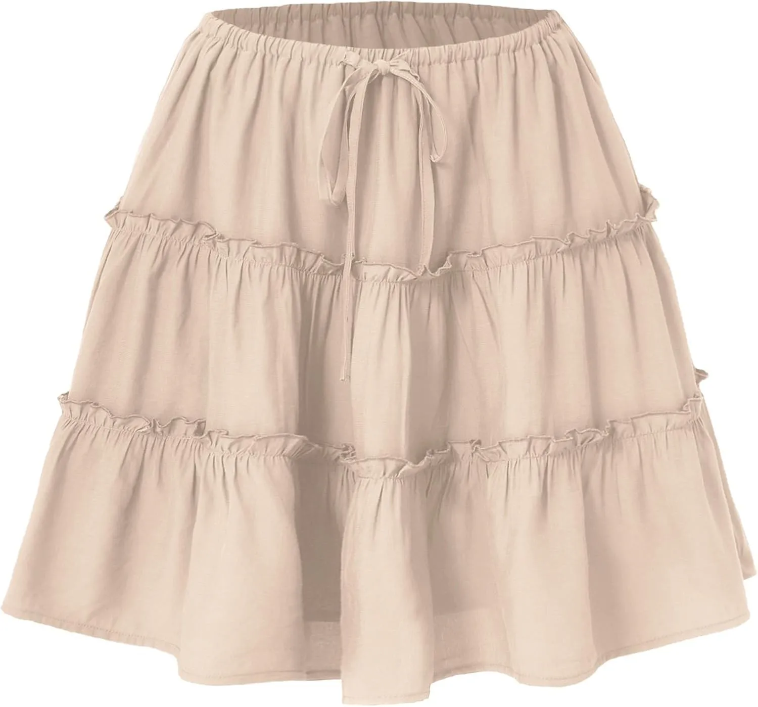 Summer Skirts for Women Cotton Ruffle Elastic Waist A-Line Casual Short Skirt Vacation Cute Midi Skorts