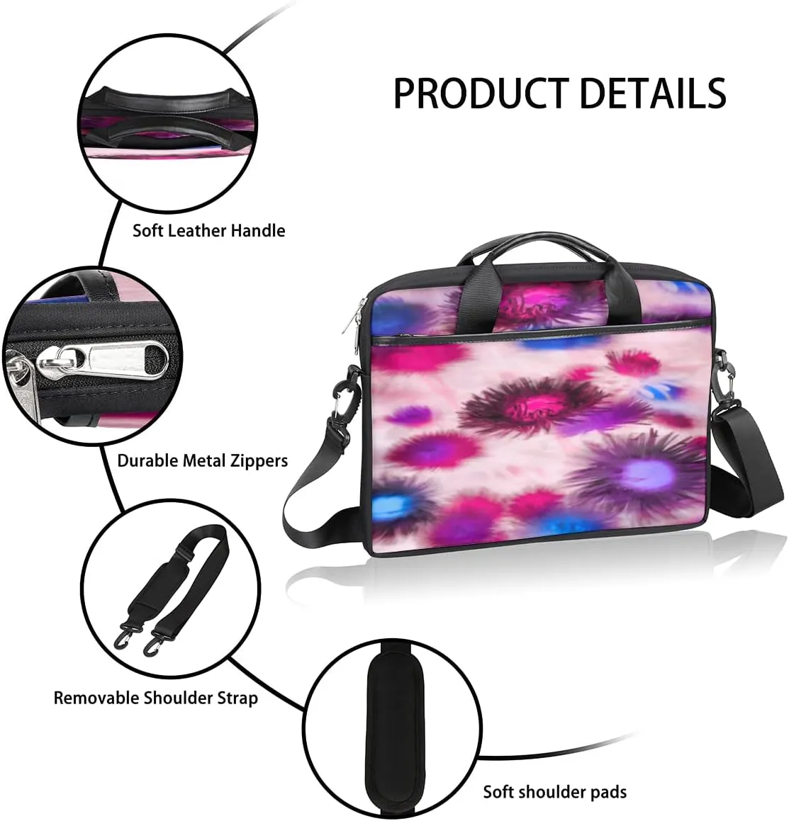 Summer Tropical Beach Laptop Shoulder Messenger Bag Waterproof Laptop Briefcase with Handle and Padded Strap Case Sleeve