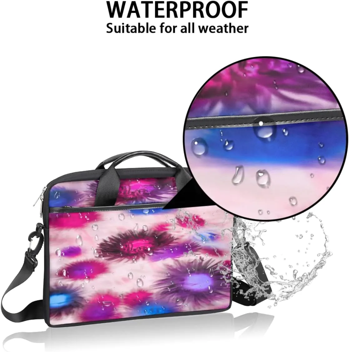 Summer Tropical Beach Laptop Shoulder Messenger Bag Waterproof Laptop Briefcase with Handle and Padded Strap Case Sleeve
