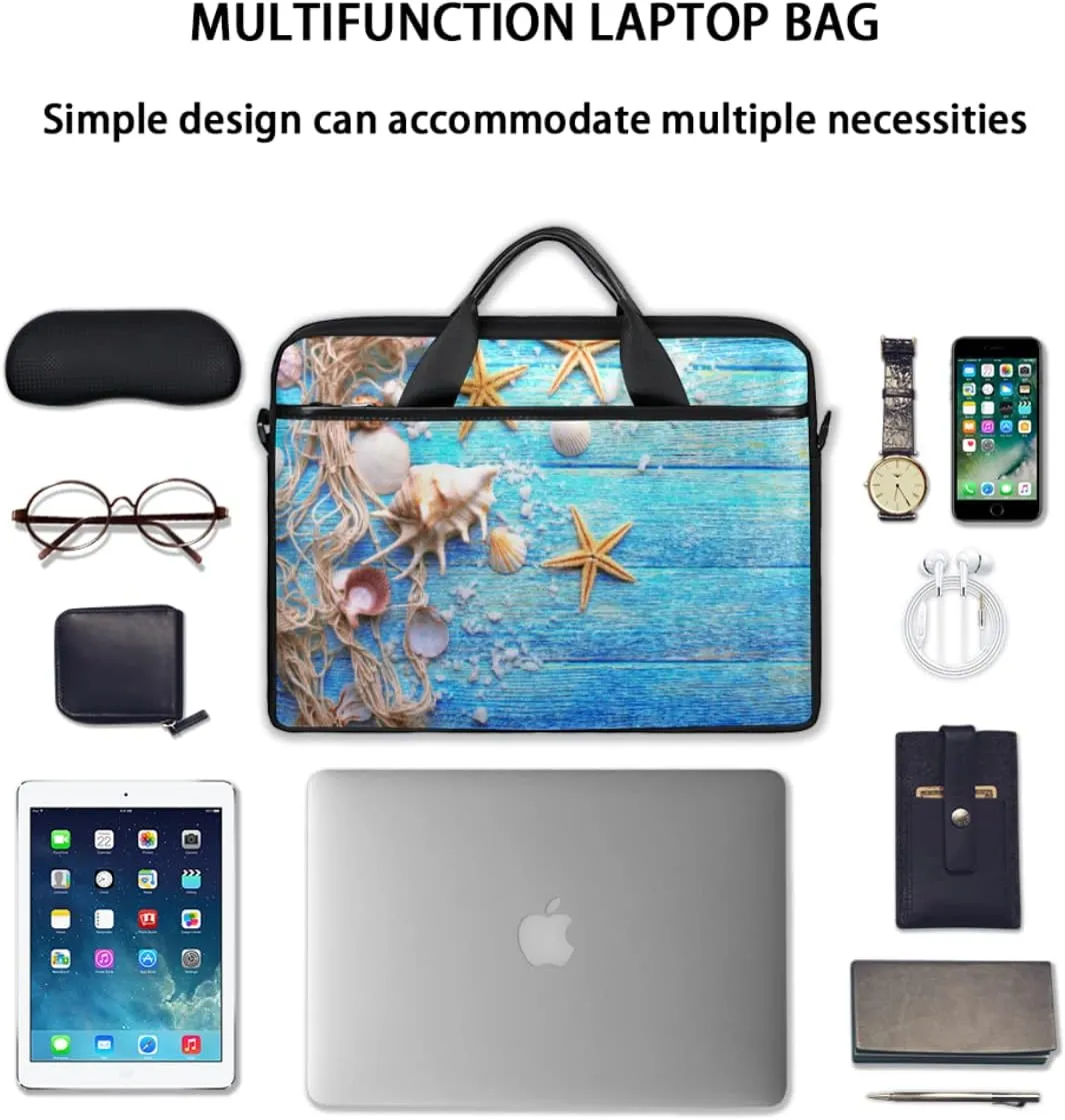 Sunflowers Leaves Wooden Laptop Shoulder Messenger Bag Waterproof Laptop Briefcase with Handle and Padded Strap Case Sleeve