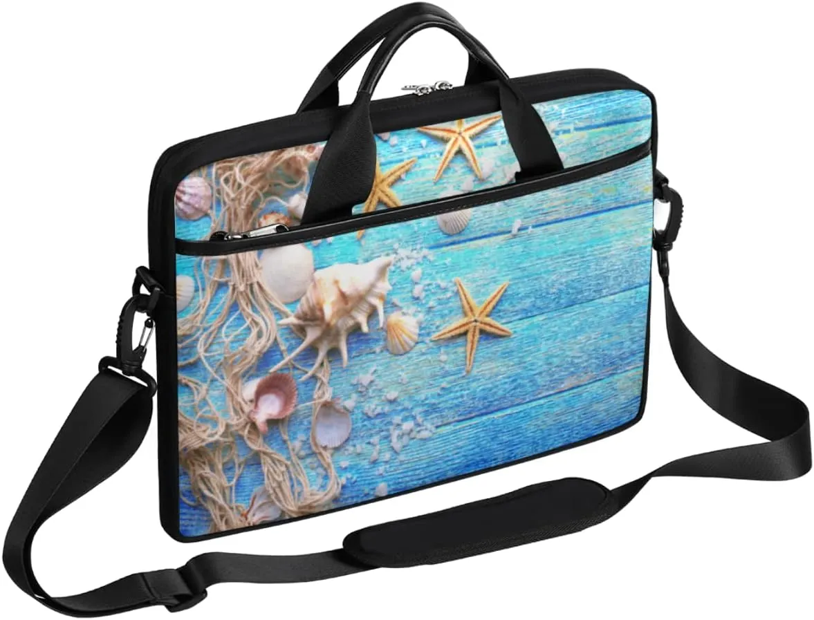 Sunflowers Leaves Wooden Laptop Shoulder Messenger Bag Waterproof Laptop Briefcase with Handle and Padded Strap Case Sleeve