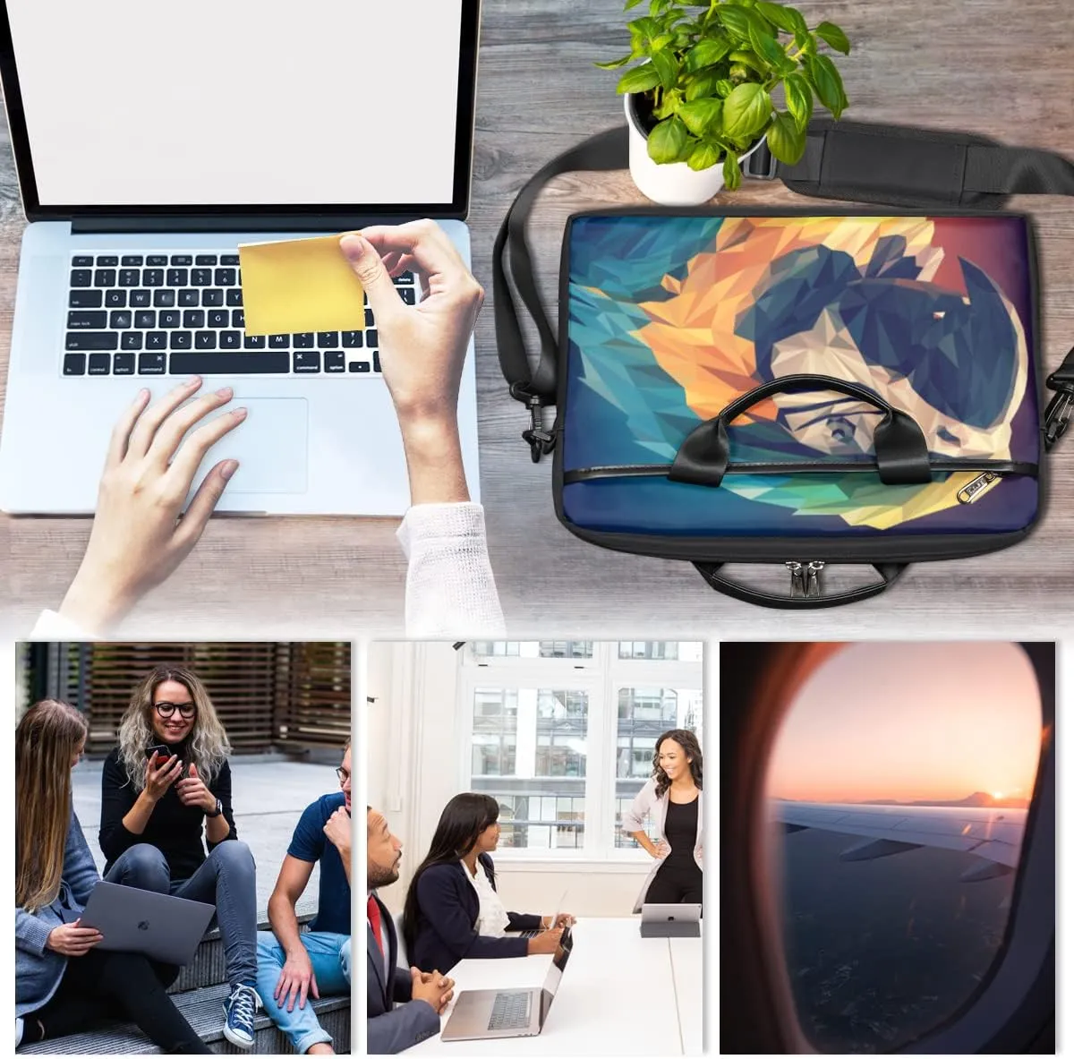 Swan Love Romance Laptop Shoulder Messenger Bag Waterproof Laptop Briefcase with Handle and Padded Strap Case Sleeve