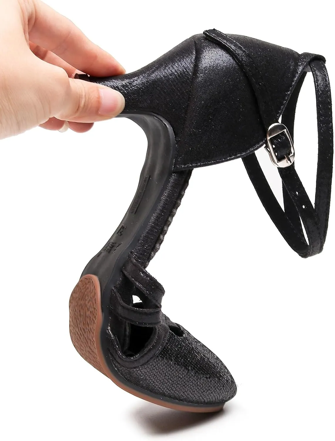 SWDZM Closed Toe Latin Dance Shoes Glitter Women Latin Dance Shoes Closed Toe Ballroom Dancing Shoes