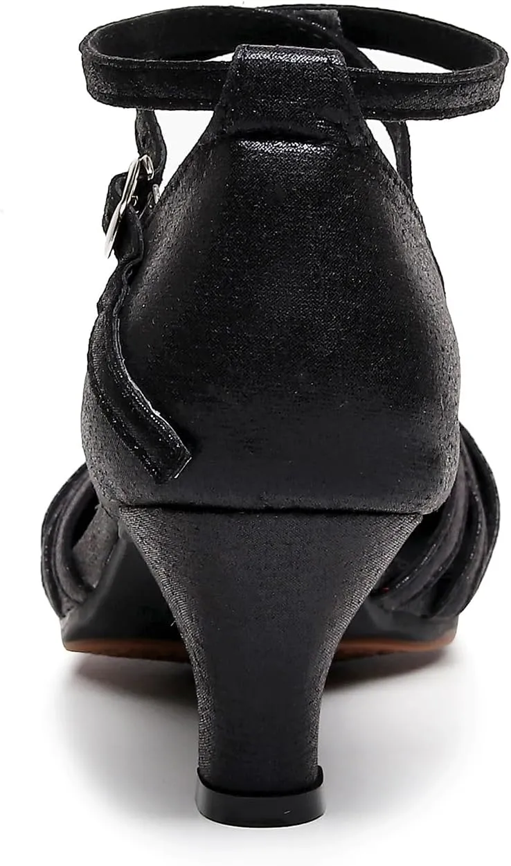 SWDZM Closed Toe Latin Dance Shoes Glitter Women Latin Dance Shoes Closed Toe Ballroom Dancing Shoes