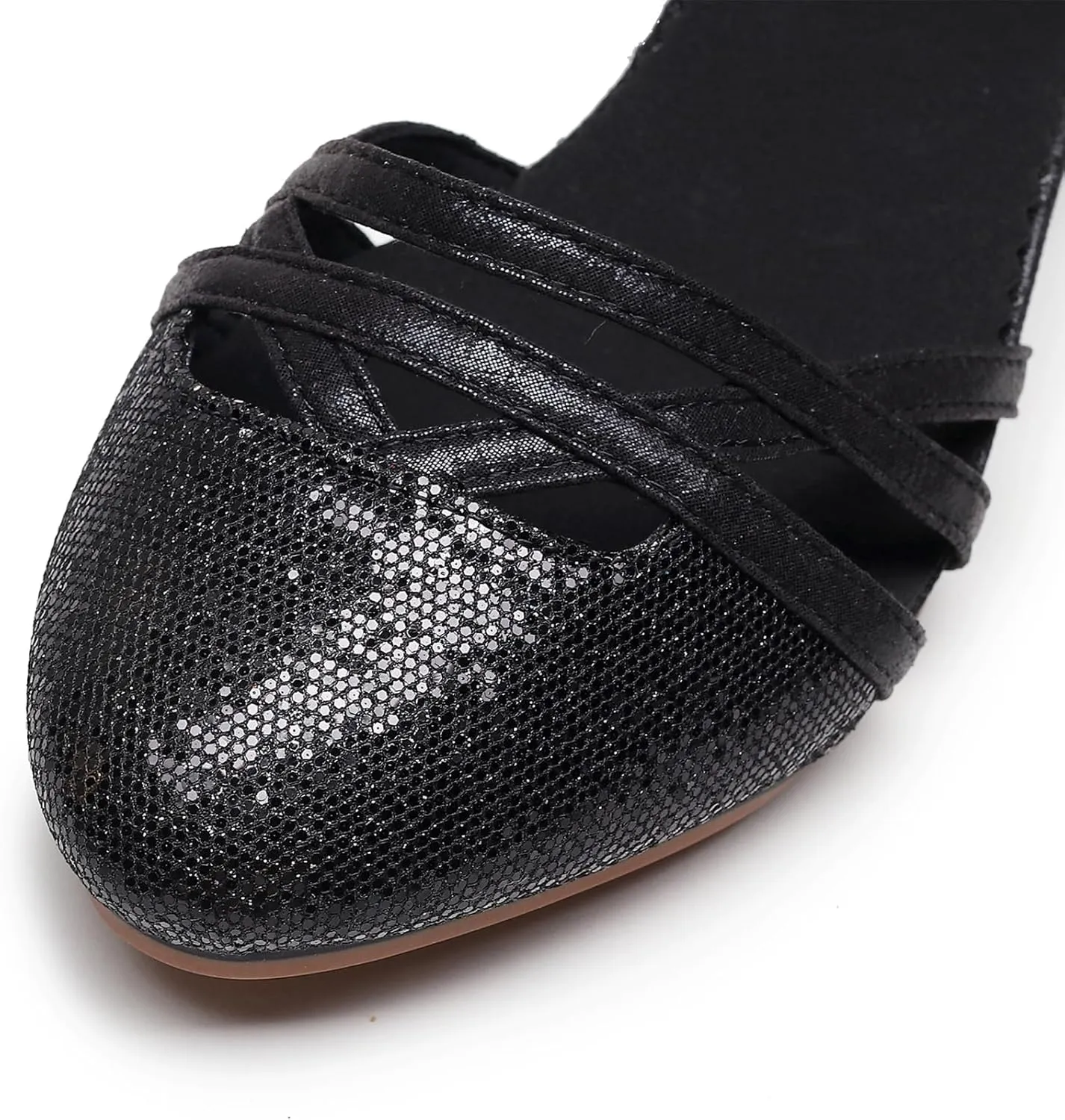 SWDZM Closed Toe Latin Dance Shoes Glitter Women Latin Dance Shoes Closed Toe Ballroom Dancing Shoes