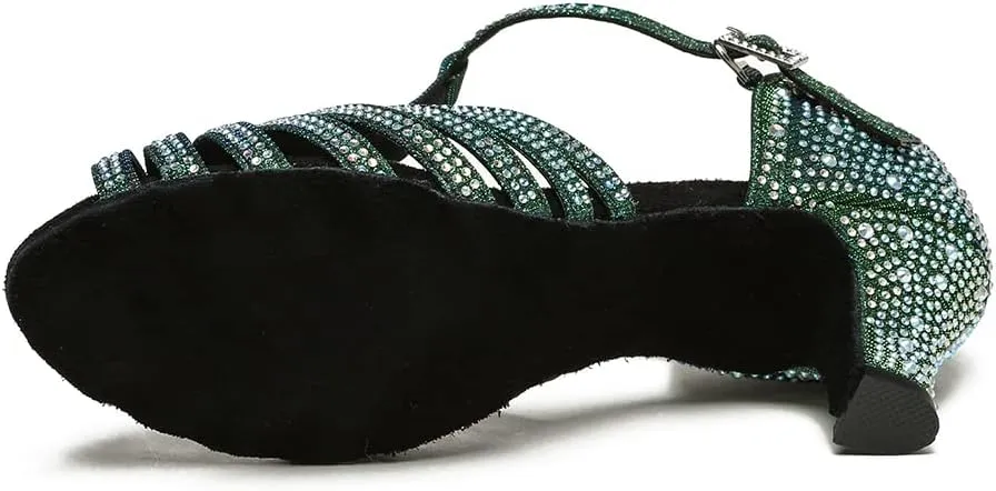 SWDZM Women's Latin Dance Shoes T-Strap Ballroom Tango Character Performance Practice Dancing Shoes,Model-YCL558