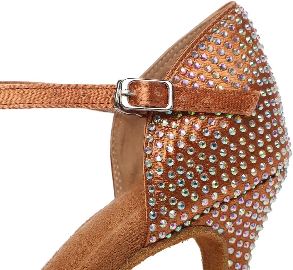 SWDZM Women's Latin Dance Shoes T-Strap Ballroom Tango Character Performance Practice Dancing Shoes,Model-YCL558