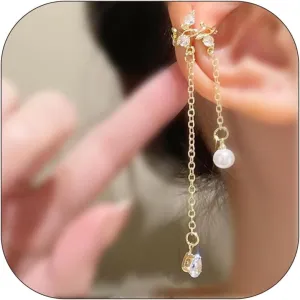 Tassels Ear Cuffs for Women Trendy Non Piercing Moon Huggie Ear Cuff Earrings Gold Cuff Fake Earrings Cartilage Earrings