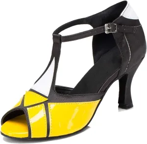 TDA Womens T-Strap Stiletto High Heel Synthetic Latin Modern Salsa Tango Ballroom Wedding Dance Shoes
