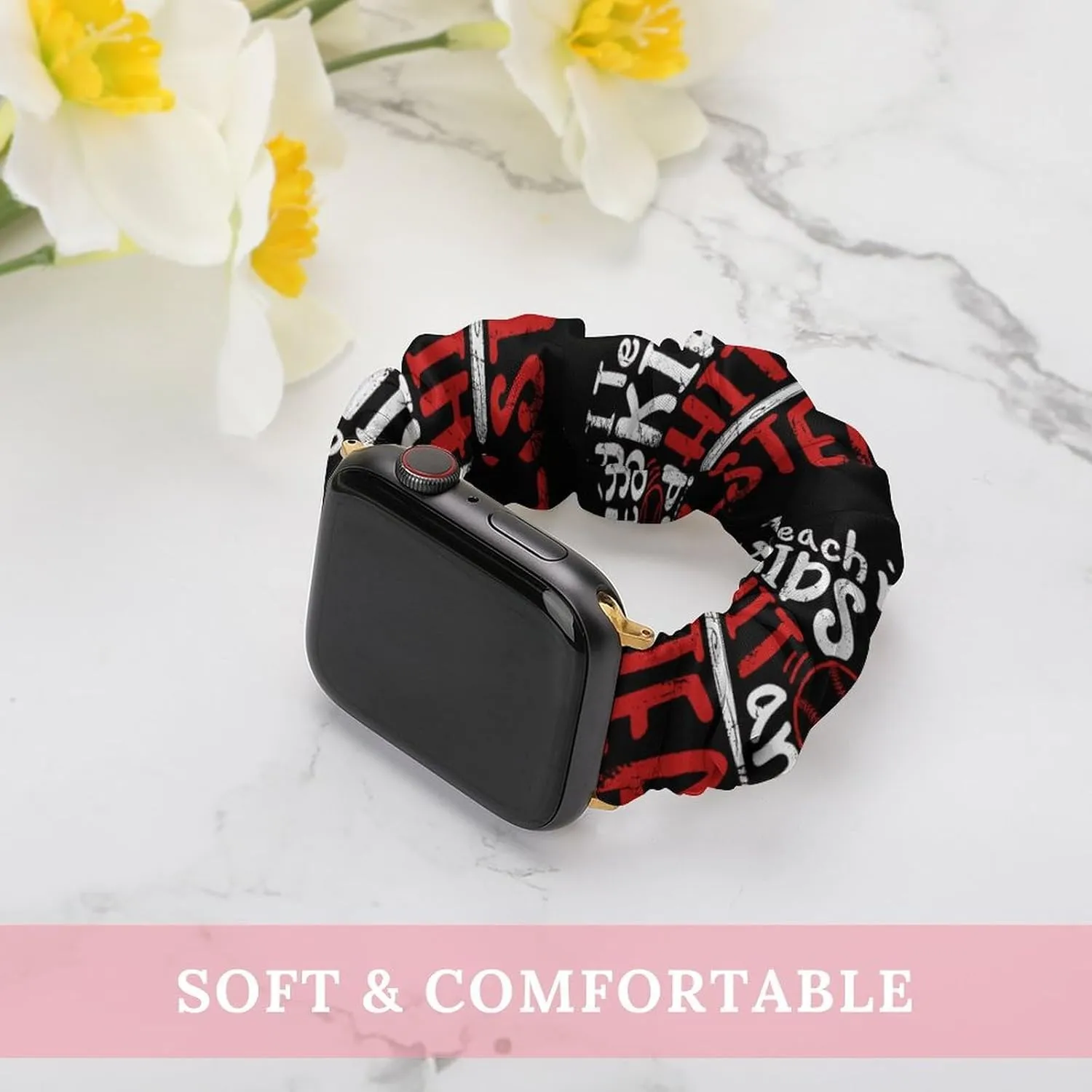 Teach Kids to Hit and Steal Baseball Scrunchies Watch Band for Women Compatible with IWatch Pattern Printed