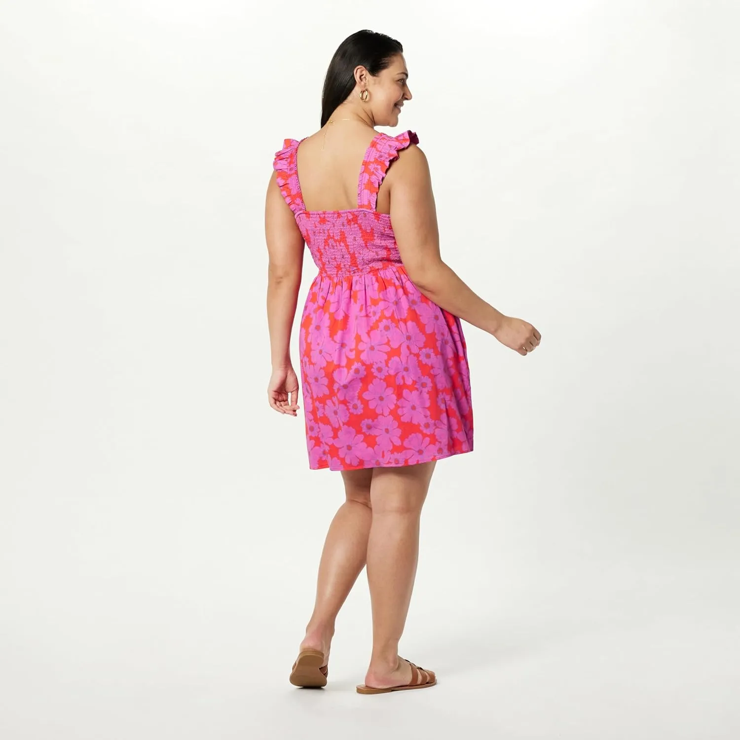 The Drop Women's Kari Ruffled-Shoulder Smocked Mini Dress