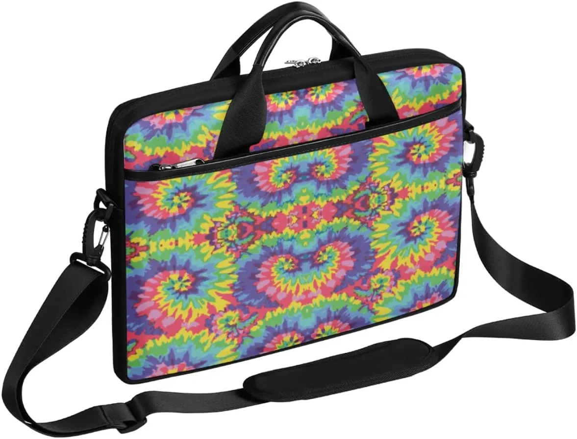 Tie Dye Colorful Abstract Background Laptop Shoulder Messenger Bag Waterproof Laptop Briefcase with Handle and Padded Strap Case Sleeve for 13 13.3 14 15.6 Inch Laptop Case