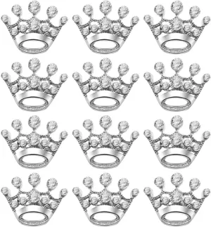 Tinksky 12pcs Fashion Diamante Wedding Party Pageant Tiara Crown Corsage Brooch Pin for Wedding Valentine's Day Gift DIY (Silver)