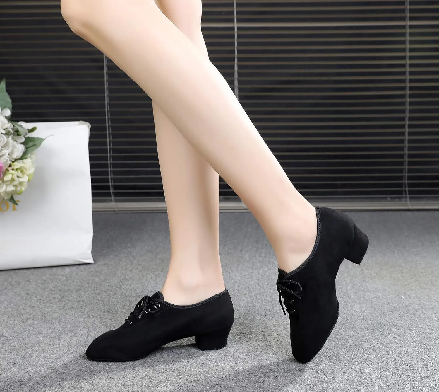TINRYMX Boys/Men lace-up Dance Shoes Kids Ballroom Dance Practice Shoes Low Heel for Latin Tango Salsa Dance Performence Training