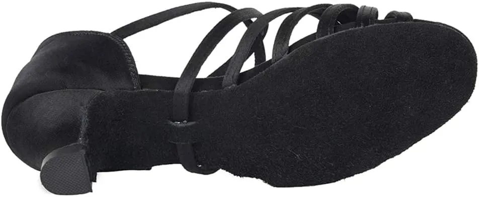TINRYMX Latin Dance Shoes for Women Silk Satin Open Toe Ballroom Salsa Bachata Practice Dance Shoes, ZS213/XGG
