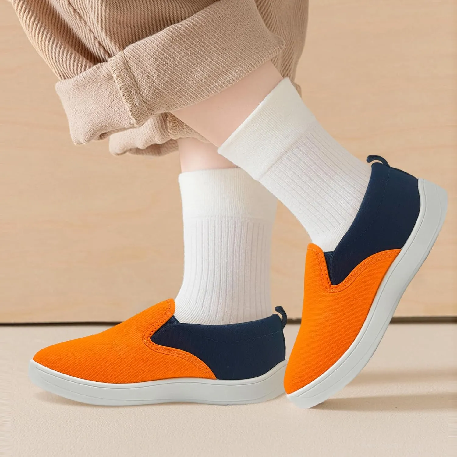 Toddler Kids Wide Barefoot Shoes Girls Boys Slip On Canvas Sneakers Comfortable Skin Friendly Walking Kids Shoes