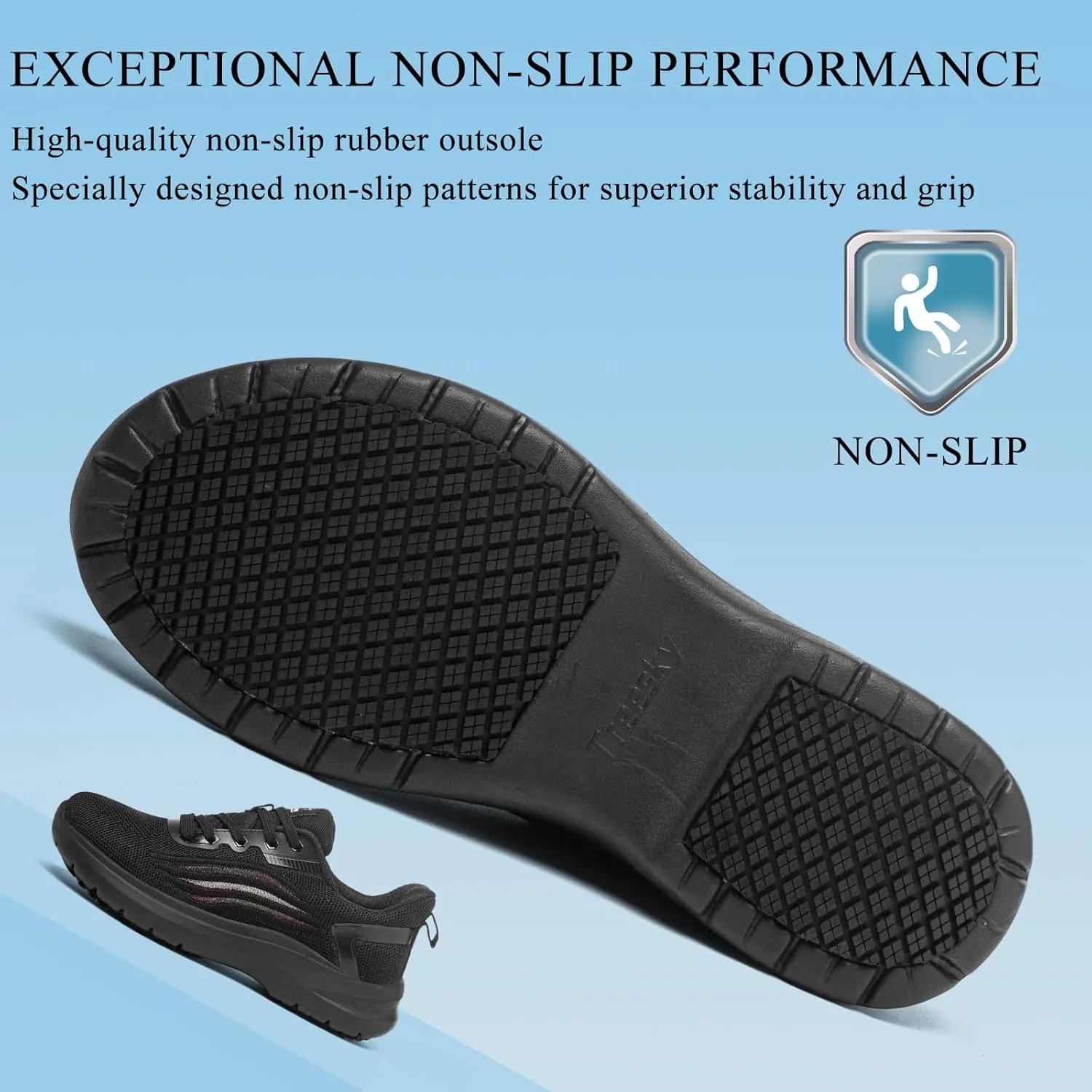 Treesky Non Slip Work Shoes for Women in Food Service - Slip Resistant, Comfortable & Lightweight Sneakers, Suitable for Restaurant, Kitchen & Nursing Crews