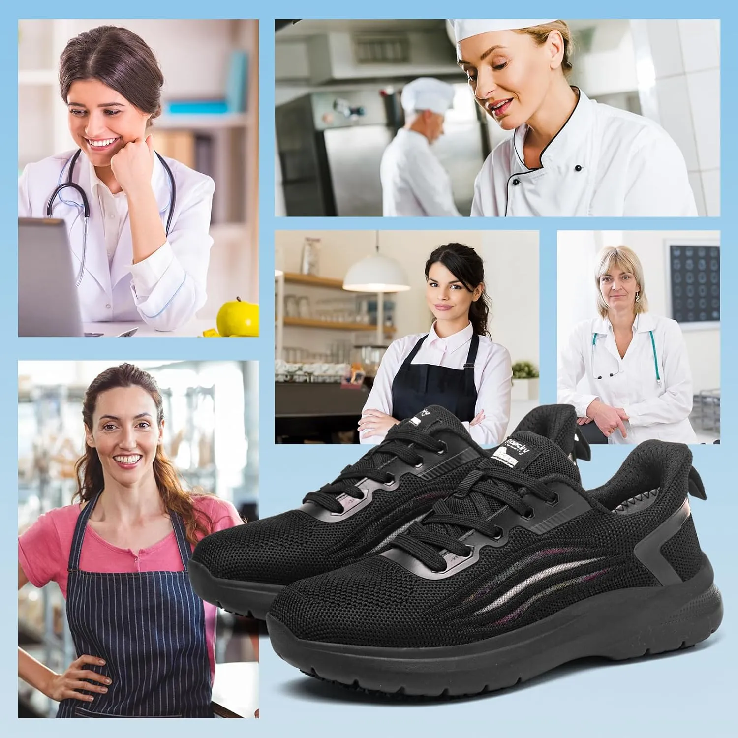 Treesky Non Slip Work Shoes for Women in Food Service - Slip Resistant, Comfortable & Lightweight Sneakers, Suitable for Restaurant, Kitchen & Nursing Crews