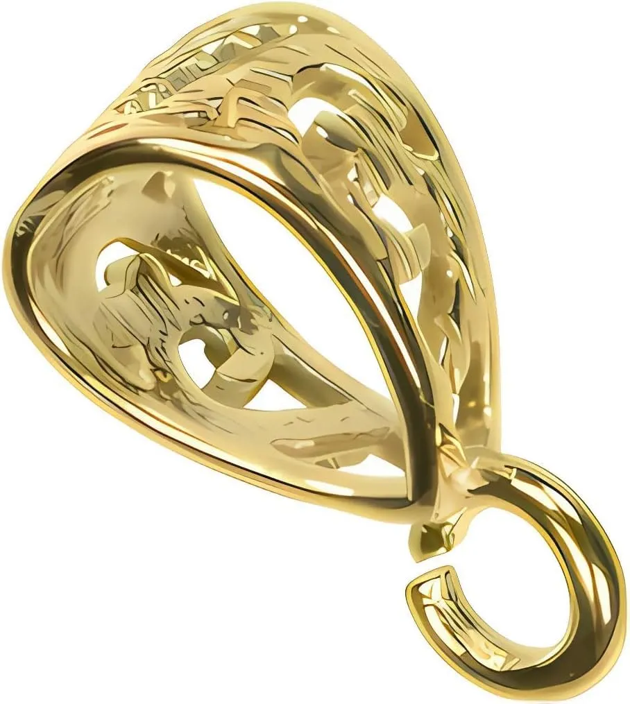 uGems 14K GP Sterling Silver Filigree Scroll Pendant Bail Connector 1-micron Gold Plated Choose Your Size