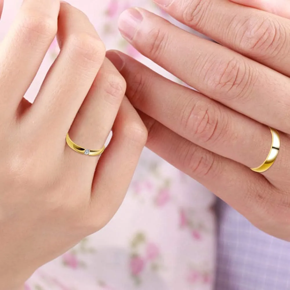 Uloveido 3mm 4mm Gold Stainless Comfort Fit Plain Bands, Matching Wedding Engagement Bands Rings for Women Men Y643