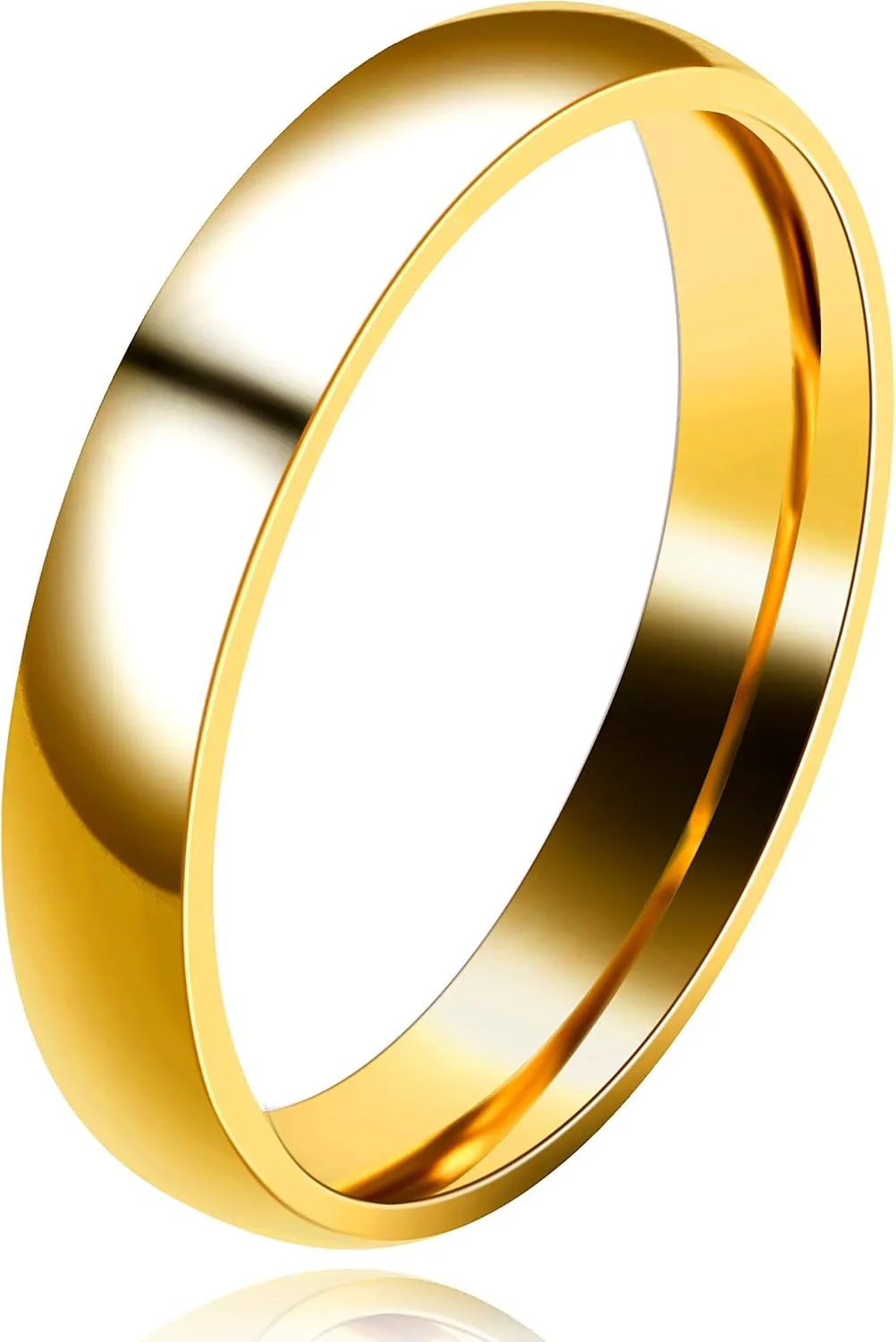 Uloveido 3mm 4mm Gold Stainless Comfort Fit Plain Bands, Matching Wedding Engagement Bands Rings for Women Men Y643