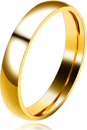 Uloveido 3mm 4mm Gold Stainless Comfort Fit Plain Bands, Matching Wedding Engagement Bands Rings for Women Men Y643