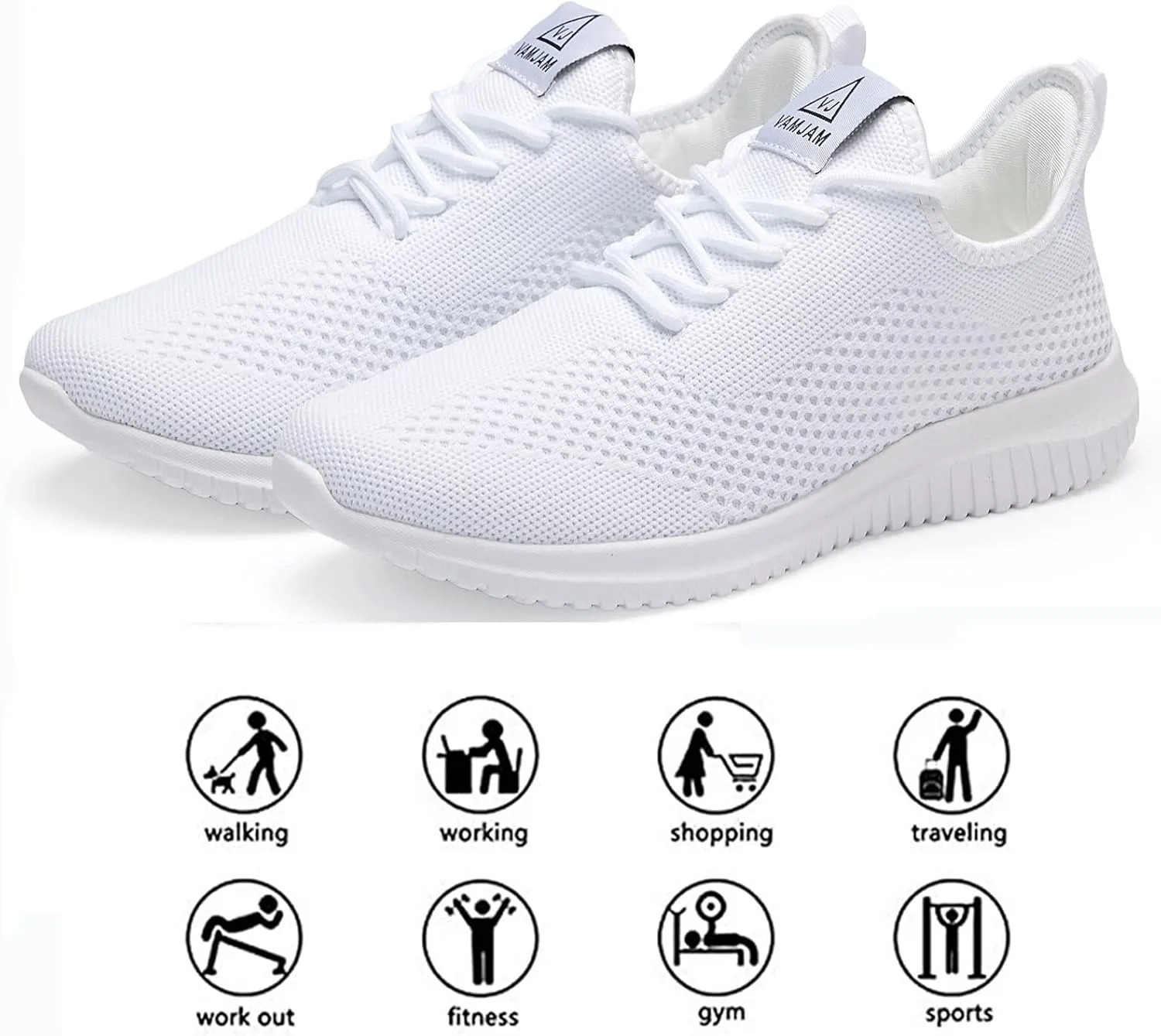 VAMJAM Men's Running Shoes Ultra Lightweight Breathable Walking Shoes Non Slip Athletic Fashion Sneakers Mesh Workout Casual Sports Shoes