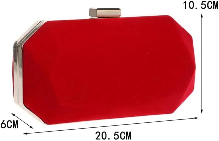 Velvet Women Small Evening Bags Metal Fashion Clutch Purse Shoulder Chain Party Wedding Dinner Handbags(C)