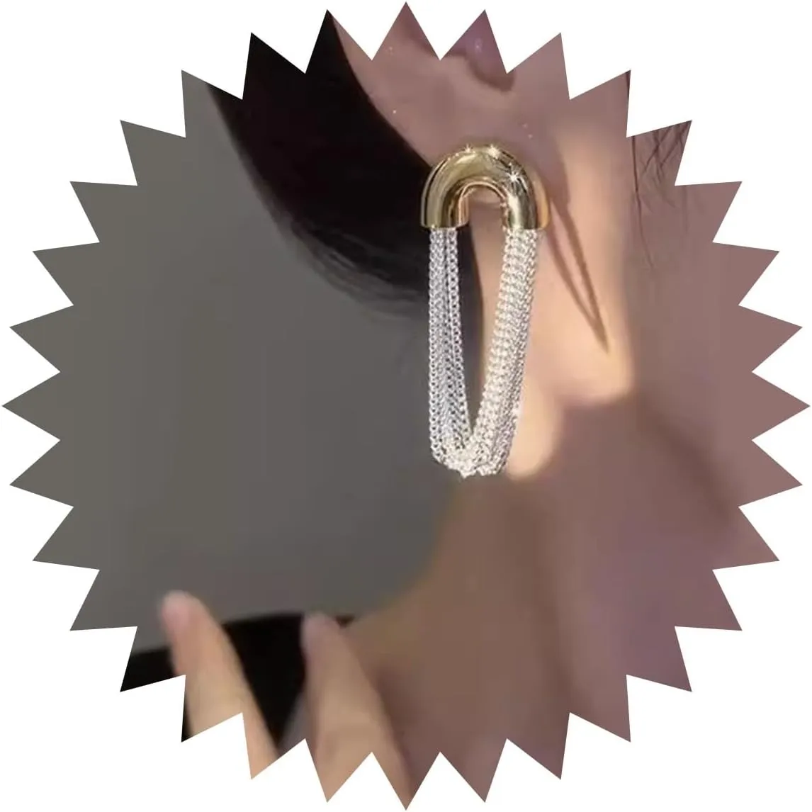 Vintage Long Chain Dangle Earrings Geometric C-Shaped Stud Earrings Long Dangle Chain Drop Earrings Silver Layer Chain Tassel Earrings Jewelry for Women