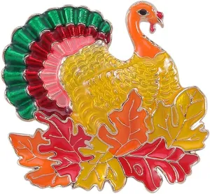 WCRAZYE Thanksgiving Turkey Brooch Pins for Women Girls Cute Vintage Colorful Autumn Fall Turkey Maple Brooches Goth Lapel Pins for Clothes Bags Accessories Gift