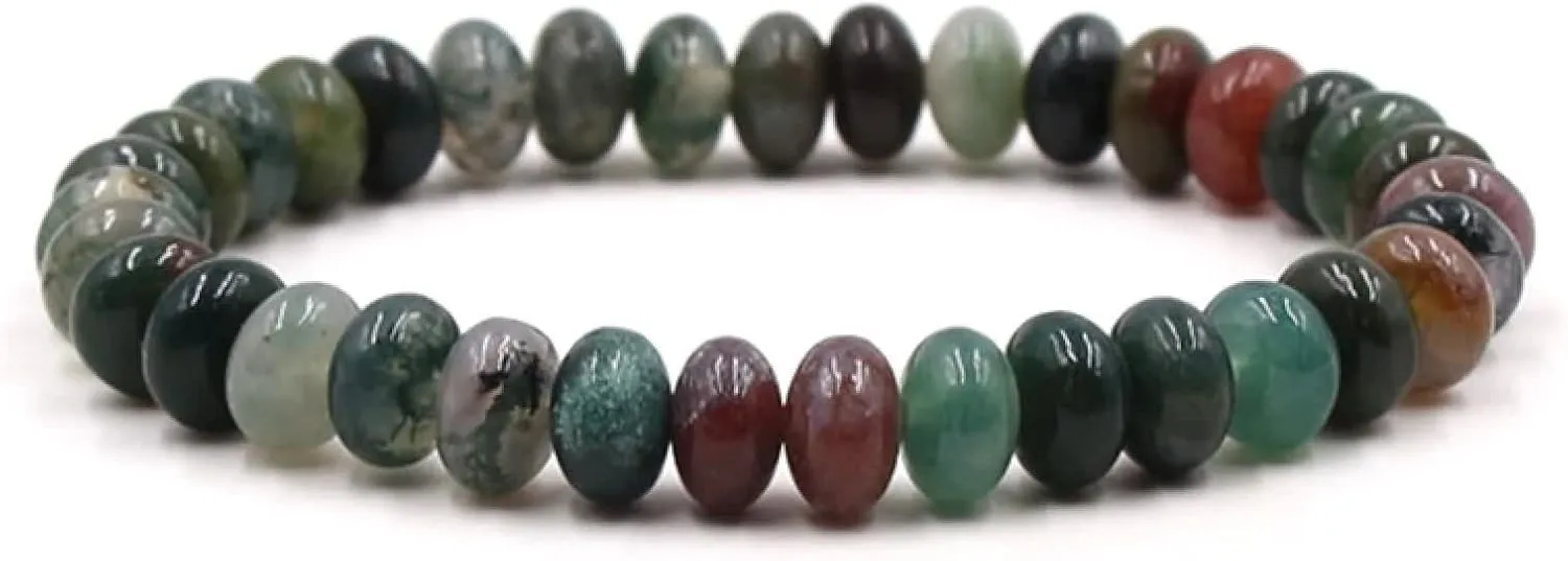 Western Bracelet, Beaded Bracelets Elastic Cylinder Smooth Natural Stone Vintage Jewelry for Womens Mens Gifts
