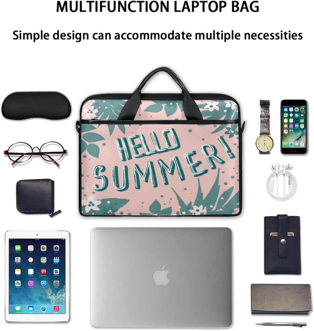 White Pink Flower Laptop Shoulder Messenger Bag Waterproof Laptop Briefcase with Handle and Padded Strap Case Sleeve
