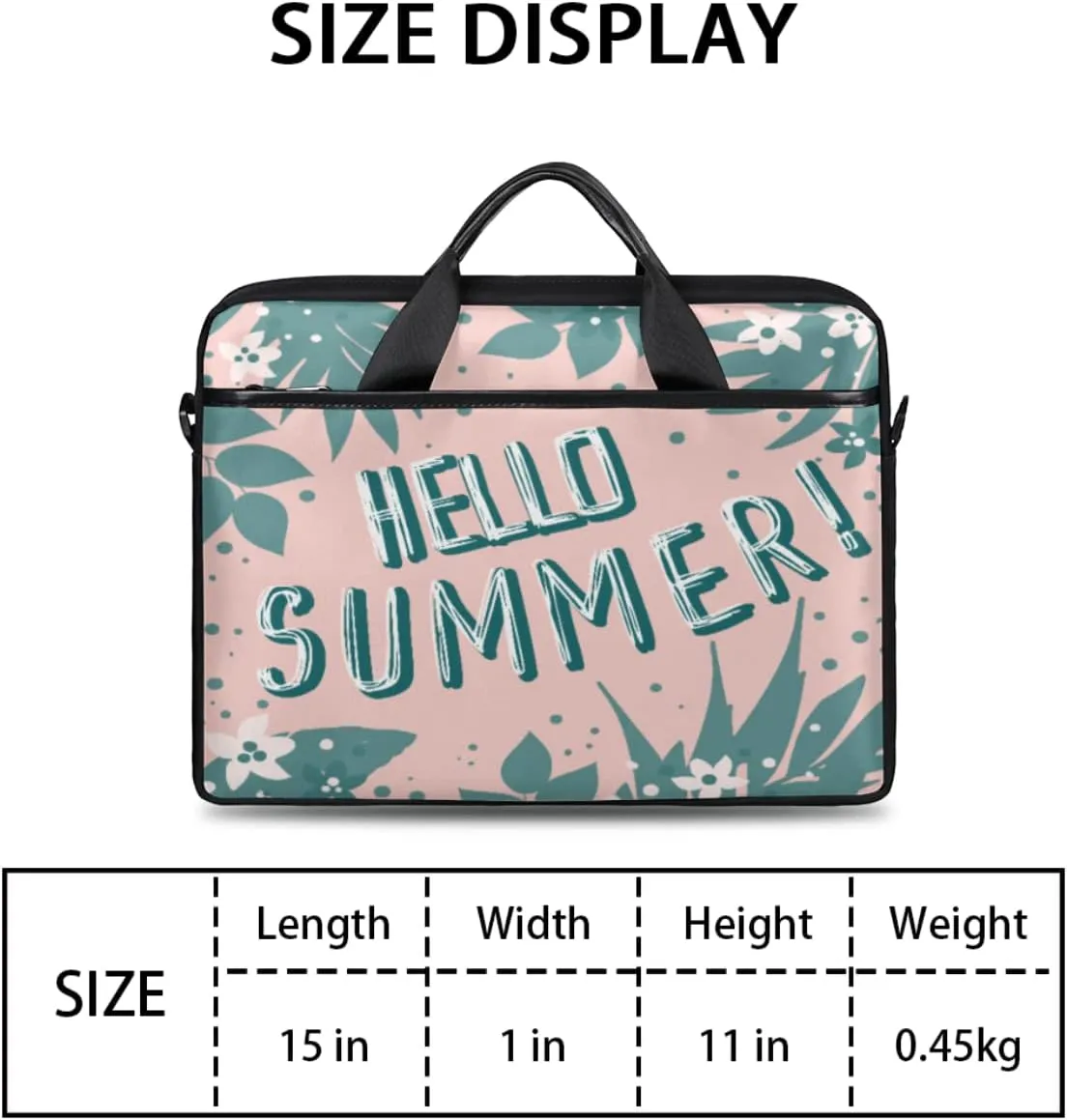 White Pink Flower Laptop Shoulder Messenger Bag Waterproof Laptop Briefcase with Handle and Padded Strap Case Sleeve