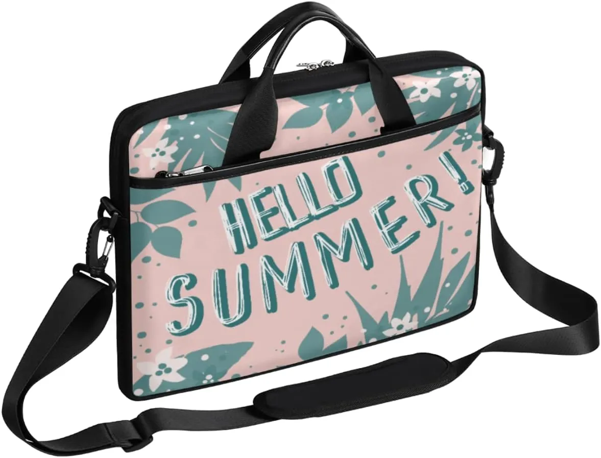 White Pink Flower Laptop Shoulder Messenger Bag Waterproof Laptop Briefcase with Handle and Padded Strap Case Sleeve