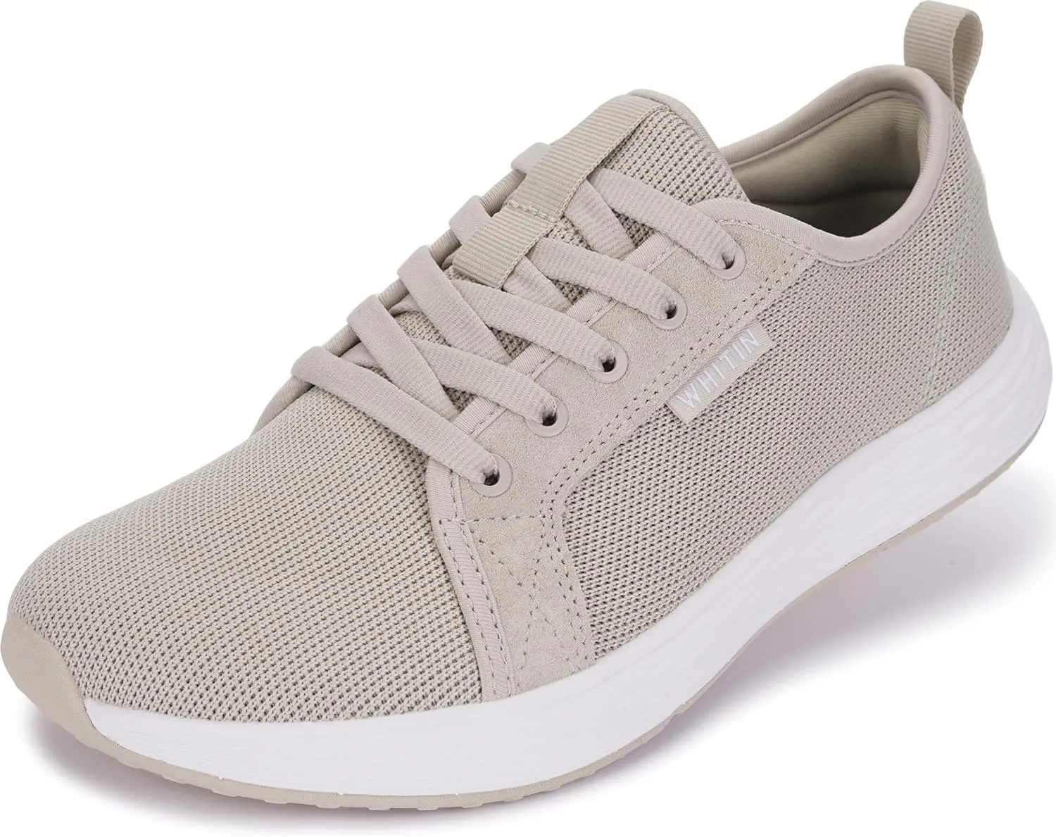 WHITIN Wide Width Toe Box Diabetic Shoes for Women Size 11W Zero Drop Bunions Female Breathable Casual Bunions Swollen Feet Edema Neuropathy Arthritis Walking Tennis Travel Sneakers Beige 43