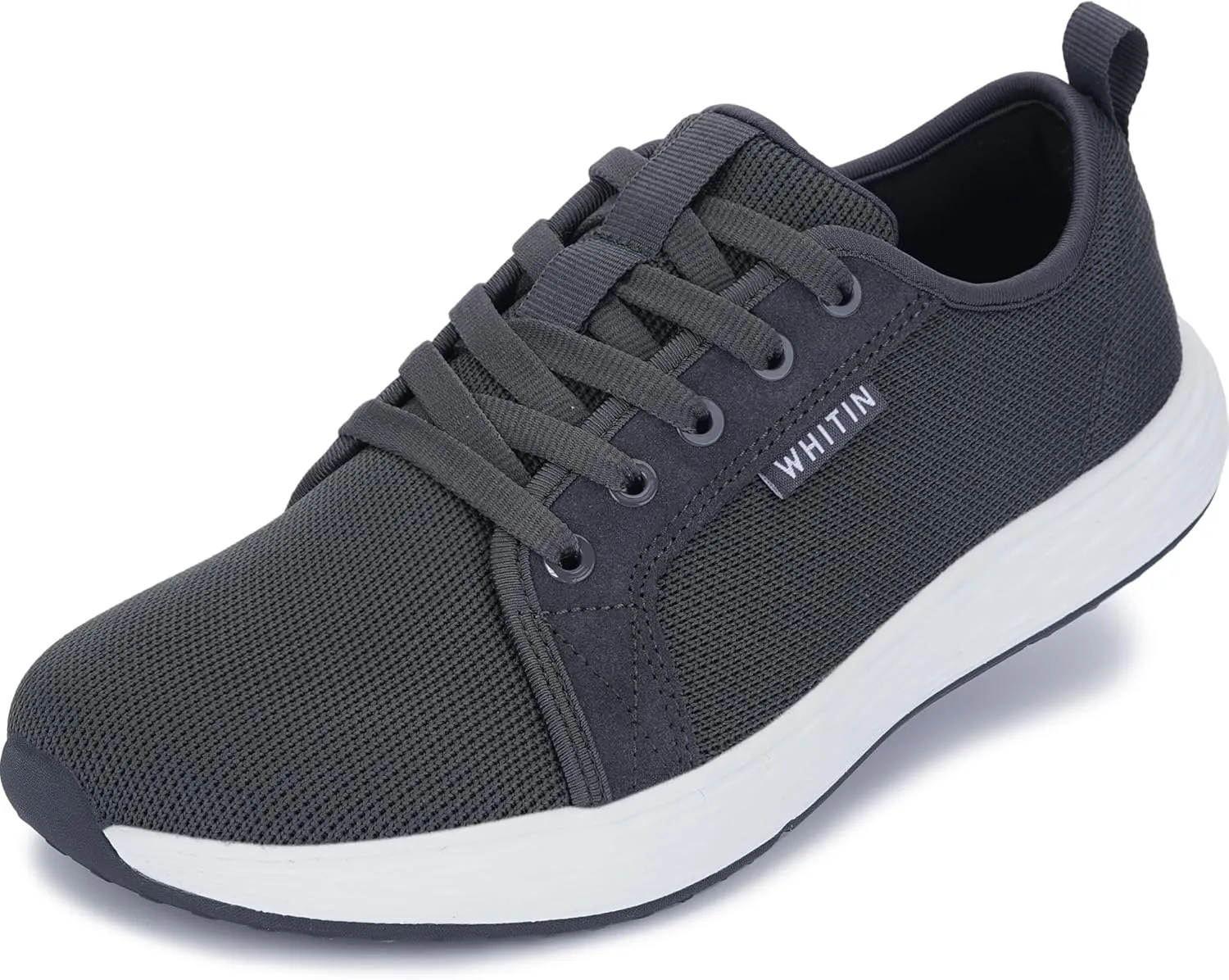 WHITIN Womens Wide Toe Box Width Shoes Size 9.5W Jogging Walking Zero Drop Diabetic Swollen Feet Edema Bunions Sneakers Arthritis Neuropathy Zapatos para Mujer Dark Grey 41