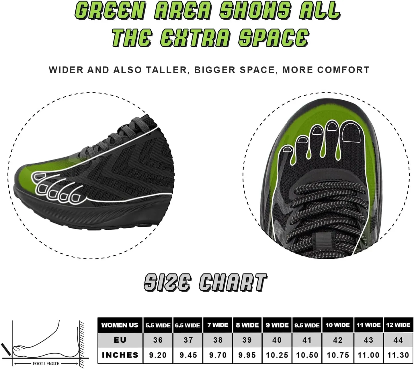 Wide Toe Box Sneakers for Women - Extra Wide Width Lightweight Running Shoes, Breathable Walking Tennis Shoes with Arch Support and Non-Slip Rubber Outsole