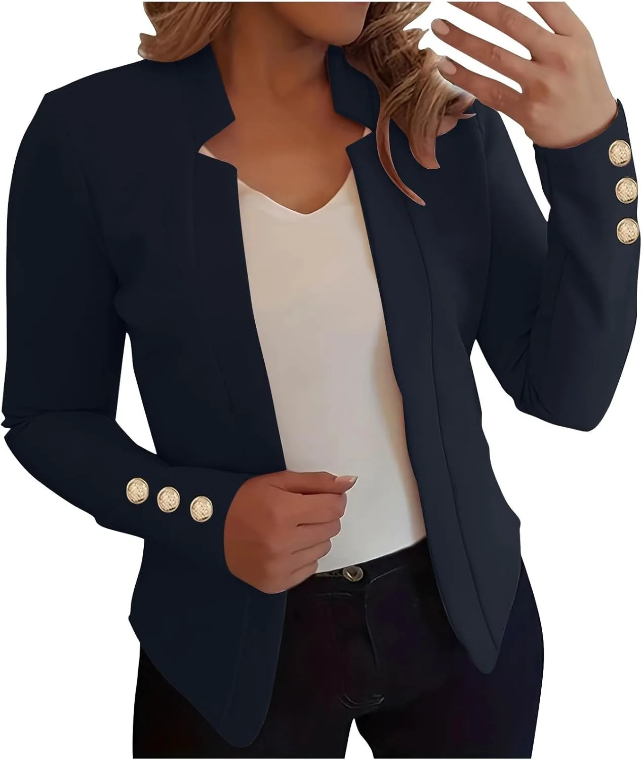 Women Cardigan Suit Jacket Fashion Solid Color Slim fit Plus Size Long Sleeve Notch Collar Blazer Jacket Coat Tops