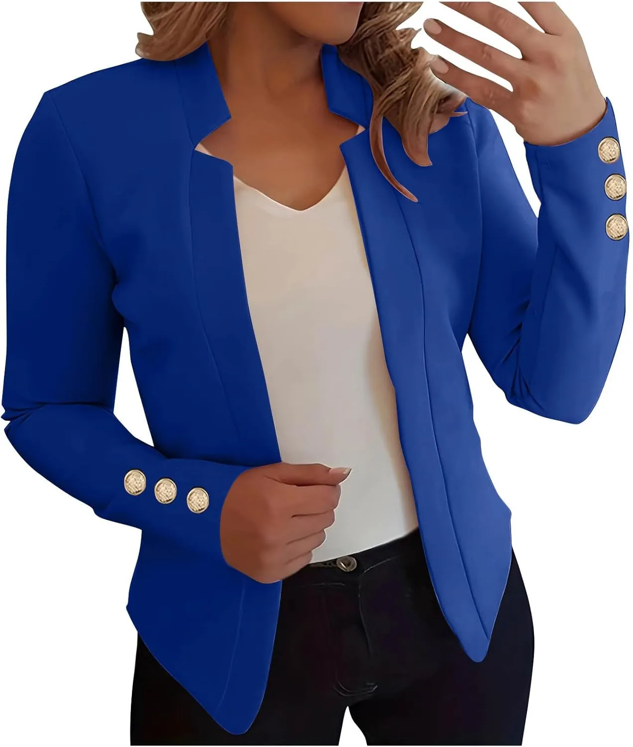 Women Cardigan Suit Jacket Fashion Solid Color Slim fit Plus Size Long Sleeve Notch Collar Blazer Jacket Coat Tops