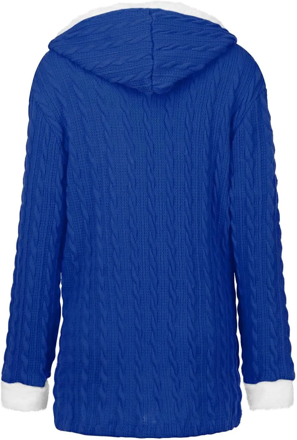Women Casual Knit Button Long Sleeve Thick Warm Hooded Cardigan Coat Loose Long Sleeve Knit Lightweight Cardigans